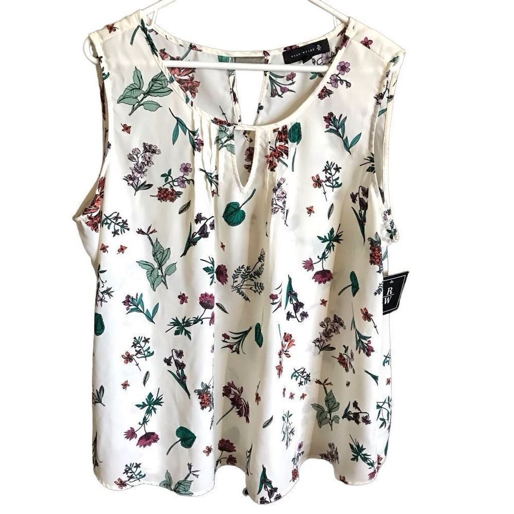 Ryan Wylde RW plus Size 2X ivory floral blouse top sleeveless New w/tags